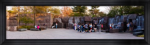 Framed Tourists at Franklin Delano Roosevelt Memorial, Washington DC, USA Print