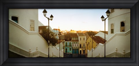 Framed Steps leading up to Igreja do Santissimo Sacramento Do Passo, Pelourinho, Salvador, Bahia, Brazil Print