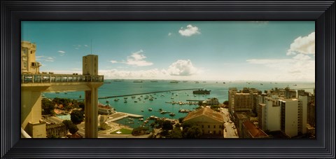 Framed Buildings on the coast, Lacerda Elevator, Pelourinho, Salvador, Bahia, Brazil Print