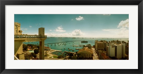 Framed Buildings on the coast, Lacerda Elevator, Pelourinho, Salvador, Bahia, Brazil Print