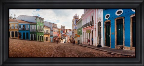 Framed Colorful buildings, Pelourinho, Salvador, Bahia, Brazil Print