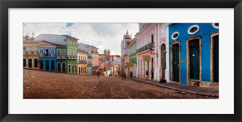 Framed Colorful buildings, Pelourinho, Salvador, Bahia, Brazil Print