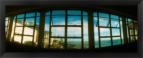 Framed Coast viewed through from a window of Lacerda Elevator, Pelourinho, Salvador, Bahia, Brazil Print