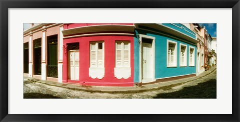 Framed Houses along a street in a city, Pelourinho, Salvador, Bahia, Brazil Print