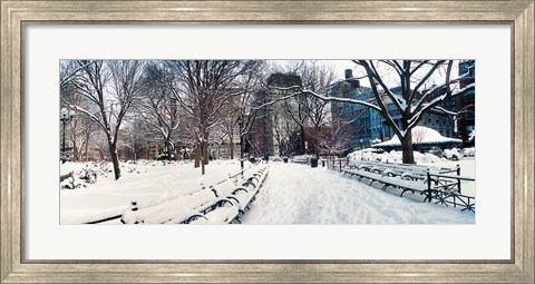 Framed Snow covered park, Union Square, Manhattan, New York City, New York State, USA Print
