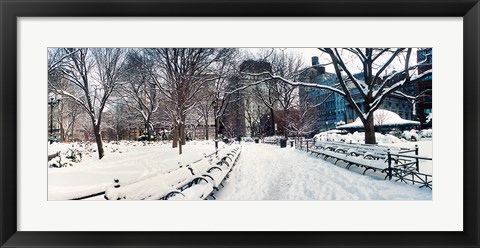 Framed Snow covered park, Union Square, Manhattan, New York City, New York State, USA Print