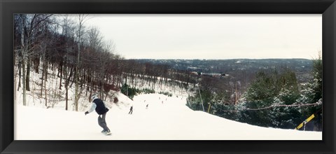 Framed People skiing and snowboarding on Hunter Mountain, Catskill Mountains, Hunter, Greene County, New York State, USA Print