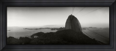 Framed Sugarloaf Mountain at sunset, Rio de Janeiro, Brazil (black and white) Print
