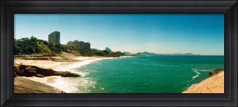 Framed Copacabana Beach with buildings in the background, Rio de Janeiro, Brazil Print