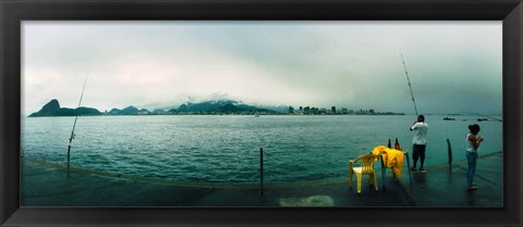 Framed People fishing, Guanabara Bay, Niteroi, Rio de Janeiro, Brazil Print