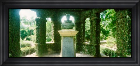 Framed Memorial statue in the house of cedar, Jardim Botanico, Zona Sul, Rio de Janeiro, Brazil Print