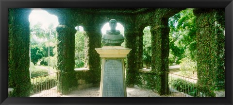 Framed Memorial statue in the house of cedar, Jardim Botanico, Zona Sul, Rio de Janeiro, Brazil Print