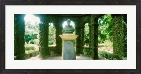 Framed Memorial statue in the house of cedar, Jardim Botanico, Zona Sul, Rio de Janeiro, Brazil Print