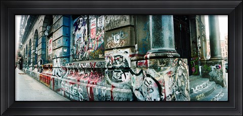 Framed Graffiti covered Germania Bank Building on Bowery Street, Soho, Manhattan, New York City Print