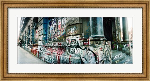 Framed Graffiti covered Germania Bank Building on Bowery Street, Soho, Manhattan, New York City Print