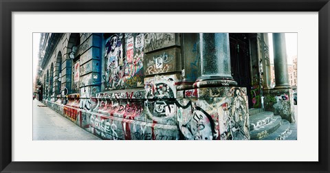 Framed Graffiti covered Germania Bank Building on Bowery Street, Soho, Manhattan, New York City Print