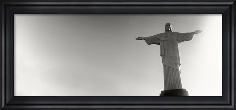 Framed Low angle view of Christ The Redeemer, Corcovado, Rio de Janeiro, Brazil (black and white) Print