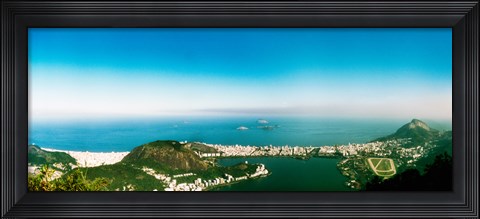 Framed Aerial view of a coast, Corcovado, Rio de Janeiro, Brazil Print