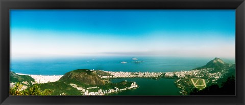 Framed Aerial view of a coast, Corcovado, Rio de Janeiro, Brazil Print