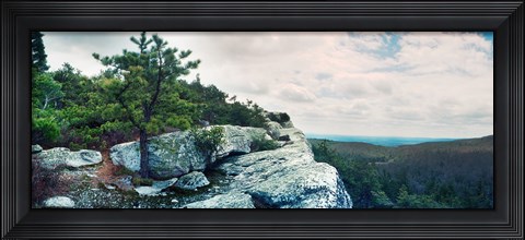 Framed Trees and boulders along the Gertrude's Nose, Minnewaska State Park, Catskill Mountains, New York State, USA Print