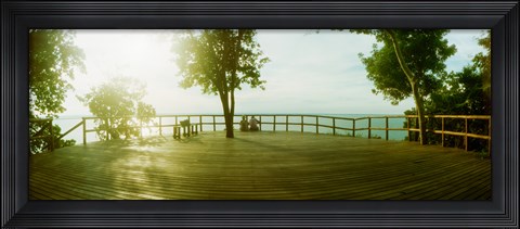 Framed Couple overlooking the ocean at sunset in Morro De Sao Paulo, Tinhare, Cairu, Bahia, Brazil Print