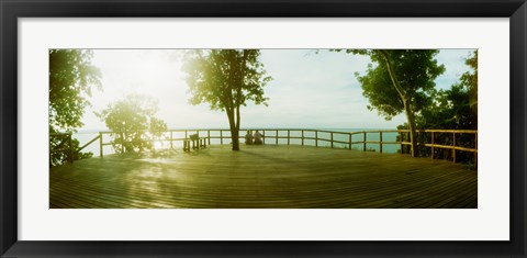 Framed Couple overlooking the ocean at sunset in Morro De Sao Paulo, Tinhare, Cairu, Bahia, Brazil Print