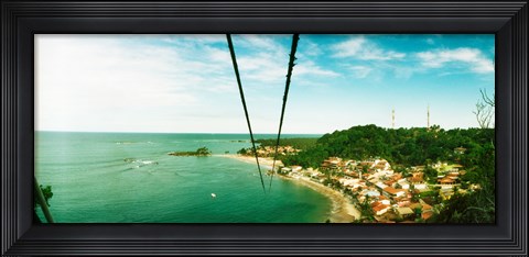 Framed Zip line ropes for zip inning over the beach, Morro De Sao Paulo, Tinhare, Cairu, Bahia, Brazil Print