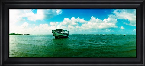 Framed Wooden boat in the ocean, Morro De Sao Paulo, Tinhare, Cairu, Bahia, Brazil Print