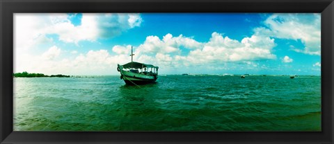 Framed Wooden boat in the ocean, Morro De Sao Paulo, Tinhare, Cairu, Bahia, Brazil Print