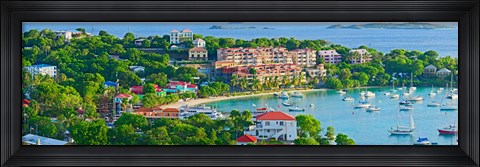 Framed Boats at a harbor, Cruz Bay, St. John, US Virgin Islands Print