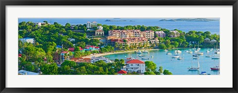 Framed Boats at a harbor, Cruz Bay, St. John, US Virgin Islands Print