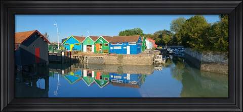 Framed Old Oyster farmers shacks, Le Chateau, Oleron, Charente-Maritime, Poitou-Charentes, France Print
