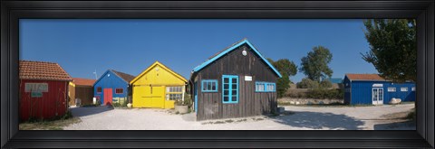 Framed Colorful Shacks, Le Chateau, Oleron, Charente-Maritime, Poitou-Charentes, France Print