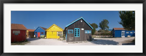 Framed Colorful Shacks, Le Chateau, Oleron, Charente-Maritime, Poitou-Charentes, France Print