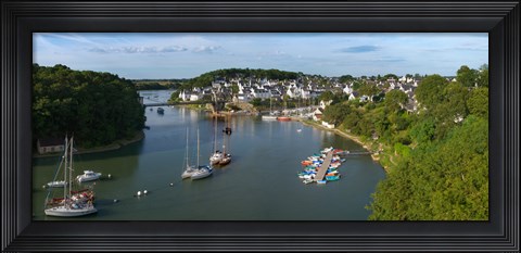 Framed Boats in the sea, Le Bono, Gulf Of Morbihan, Morbihan, Brittany, France Print