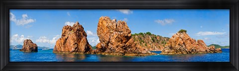 Framed Rock formations in the sea, The Indians, Norman Island, British Virgin Islands Print