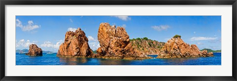 Framed Rock formations in the sea, The Indians, Norman Island, British Virgin Islands Print