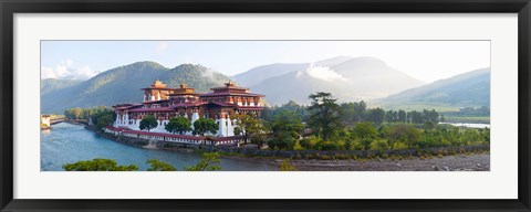 Framed Monastery at the waterfront, Punakha Monastery, Punakha, Bhutan Print