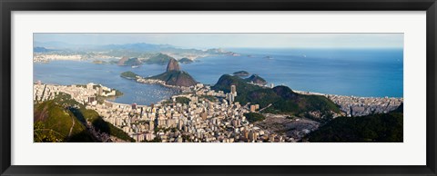 Framed Aerial view of  Guanabara Bay, Rio De Janeiro, Brazil Print