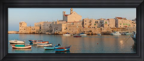 Framed Buildings at the waterfront with boats at harbor, Giovinazzo, Puglia, Italy Print