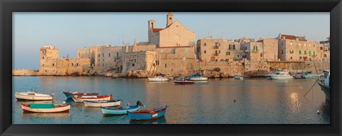 Framed Buildings at the waterfront with boats at harbor, Giovinazzo, Puglia, Italy Print