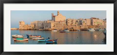 Framed Buildings at the waterfront with boats at harbor, Giovinazzo, Puglia, Italy Print