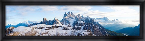 Framed Snow covered mountains, Dolomites, Dolomiti Di Sesto Nature Park, Hochpustertal, Alta Pusteria, South Tyrol, Italy Print