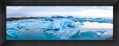 Framed Icebergs floating in glacial lake, Jokulsarlon, South Iceland, Iceland Print