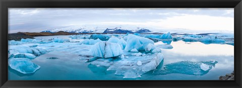 Framed Icebergs floating in glacial lake, Jokulsarlon, South Iceland, Iceland Print