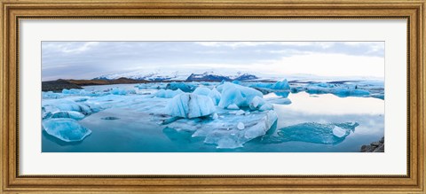 Framed Icebergs floating in glacial lake, Jokulsarlon, South Iceland, Iceland Print