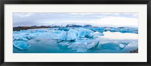 Framed Icebergs floating in glacial lake, Jokulsarlon, South Iceland, Iceland Print