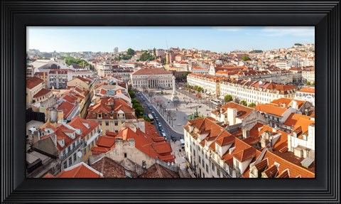 Framed High angle view of the Rossio Square, Lisbon, Portugal Print