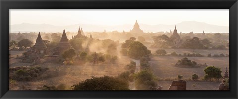 Framed Ancient temples at sunset, Bagan, Mandalay Region, Myanmar Print