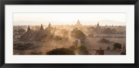 Framed Ancient temples at sunset, Bagan, Mandalay Region, Myanmar Print